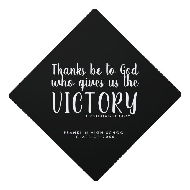 Thanks and Victory Scripture Graduation Graduation Cap Topper (Front)