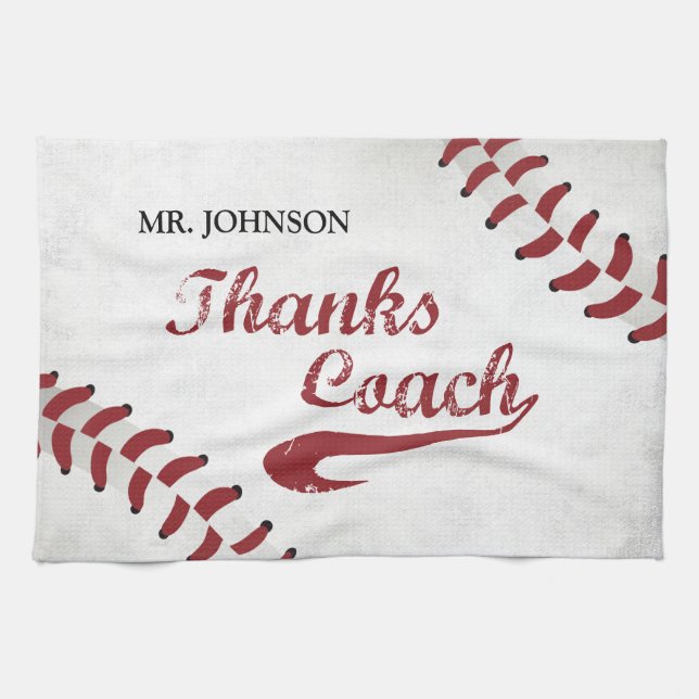Thanks Baseball Coach Large Grunge Baseball Kitchen Towel (Horizontal)
