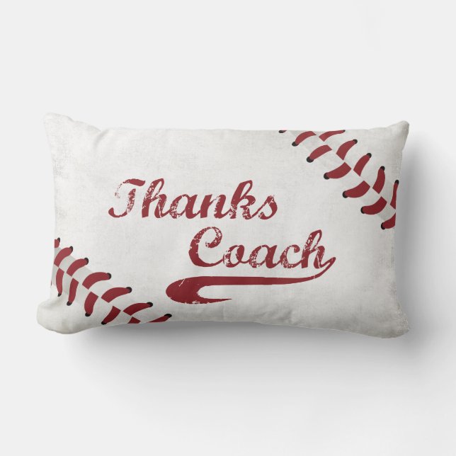 Thanks Baseball Coach Large Grunge Baseball Lumbar Pillow (Front)
