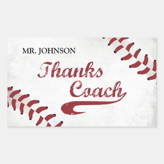Thanks Baseball Coach Large Grunge Baseball Sticker (Front)