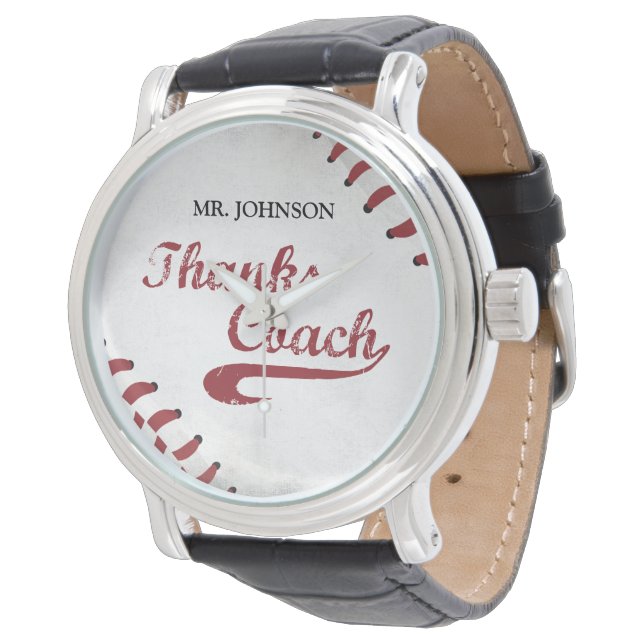 Thanks Baseball Coach Large Grunge Baseball Watch (Angled)