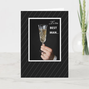 Thanks Best Man Toaast, Champagne Toast on Black Thank You Card