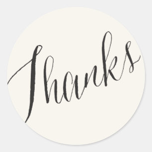 Thanks Classic Script Greek Key Geometric Wedding Round Sticker