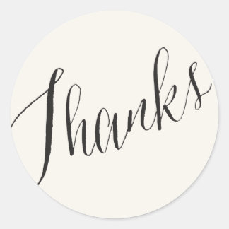 Thanks Classic Script Greek Key Geometric Wedding Round Sticker