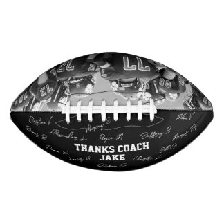 Thanks Coach All players names b&w photo signed Football