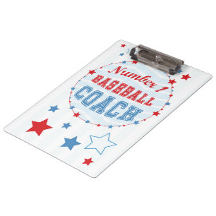 Thanks Coach All-Stars Baseball, Red, Blue Stripjp Clipboard