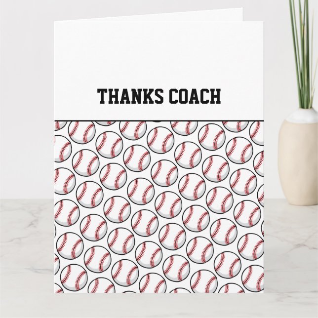 THANKS COACH Baseball Team Players Red White Black Card (Front)