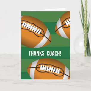 Thanks Coach Football with Field and Balls Card