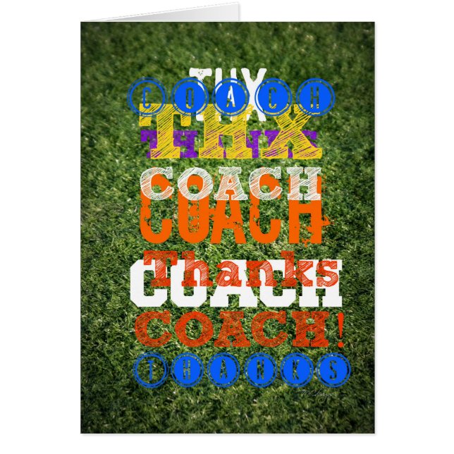 Thanks Coach Sports Green Turf Colourful Team Fun (Front)