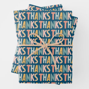 THANKS Colorful Pastel Handlettered Cute Gift Wrapping Paper Sheet