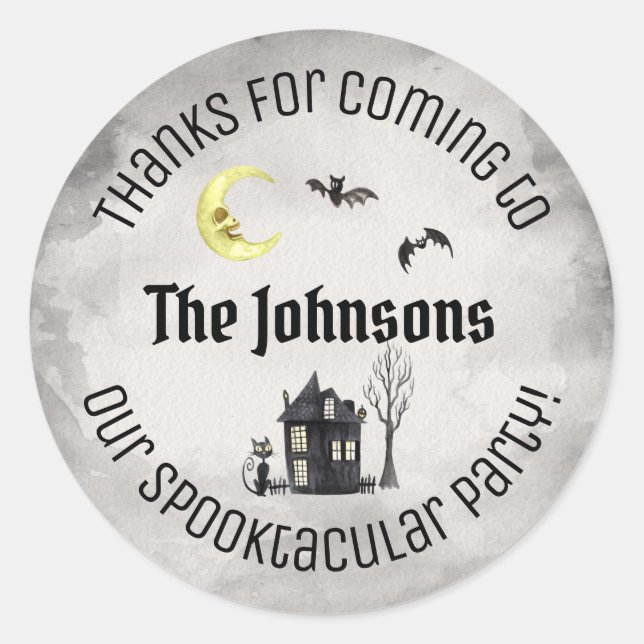 Thanks Coming Spooktacular Halloween Party Favour Classic Round Sticker (Front)