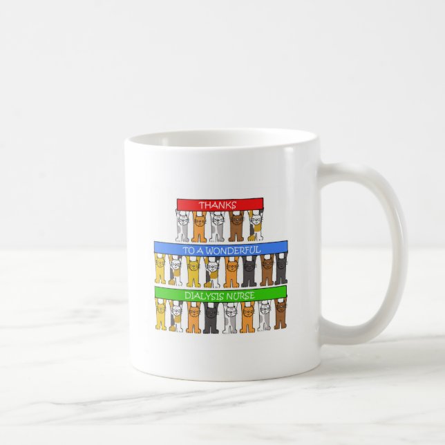 Thanks Dialysis Nurse Cartoon Cats. Coffee Mug (Right)