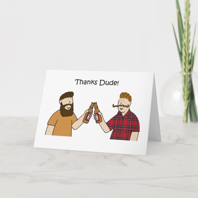 Thanks Dude Funky Hipsters Thank You Card (Front)