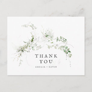 Thanks Elegant Earthy Greenery Watercolor Wedding Postcard