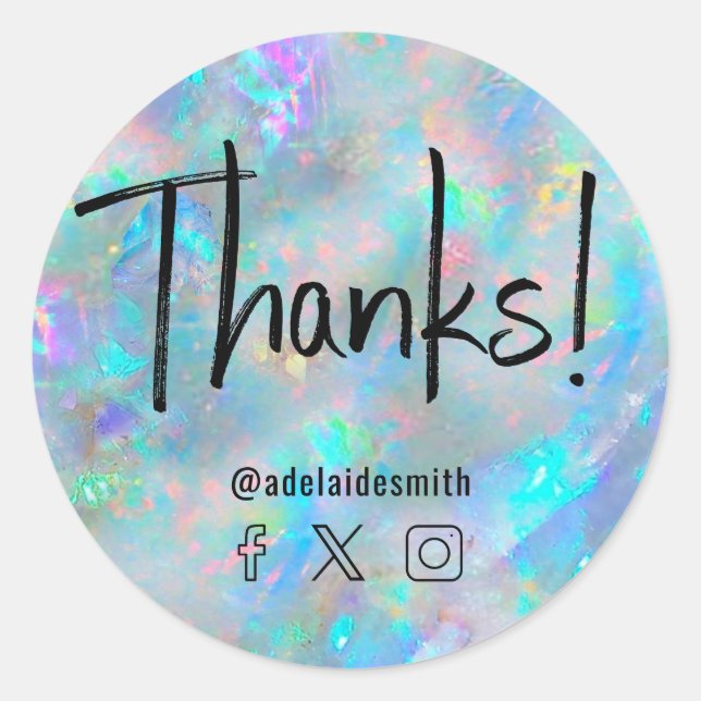 thanks faux holograph opal classic round sticker (Front)