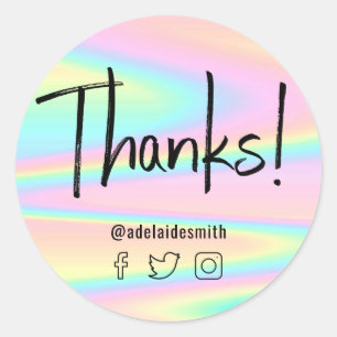 thanks faux holographic pastel  classic round sticker