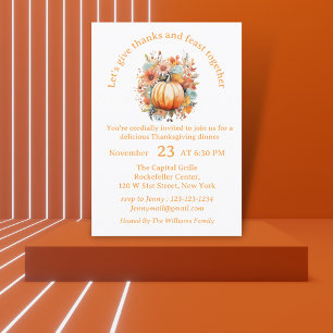thanks & feast thanksgiving orange typography invitation