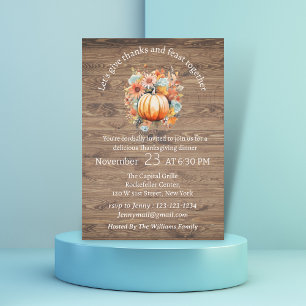 thanks & feast thanksgiving rustic modern chic invitation