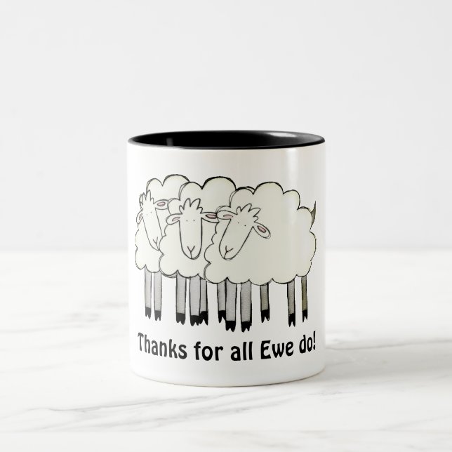 Thanks for all Ewe do! Two-Tone Coffee Mug (Center)