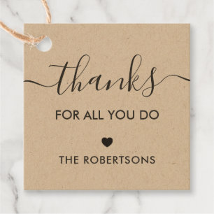 Thanks For All You Do Gift Tag, Kraft Favour Tags