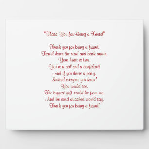 Thanks for Being My Friend - Plaque