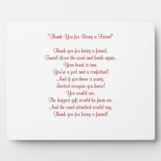 Thanks for Being My Friend - Plaque