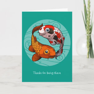 Thanks For Being There Koi Carp Fish Cartoon Thank You Card