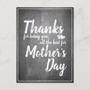 Thanks for being you! Mother's Day Chalkboard Holiday Postcard