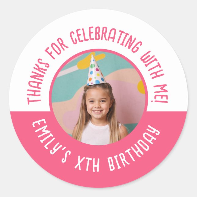 Thanks for Celebrating with Me Birthday Photo Classic Round Sticker (Front)
