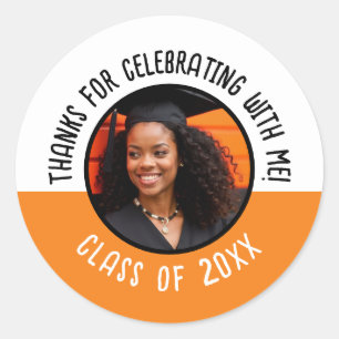 Thanks for Celebrating with Me Grad Photo Class Classic Round Sticker