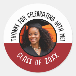 Thanks for Celebrating with Me Grad Photo Class Classic Round Sticker