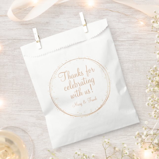 Thanks for Celebrating with Us Gold Personalized Favour Bag (Clipped)