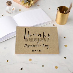 Thanks For Celebrating With Us! Kraft Wedding Guest Book