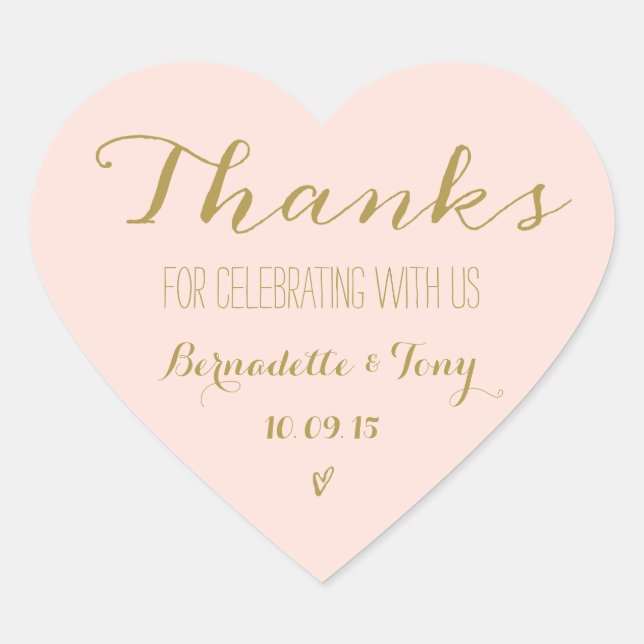 Thanks For Celebrating With Us! Wedding Thank You Heart Sticker (Front)