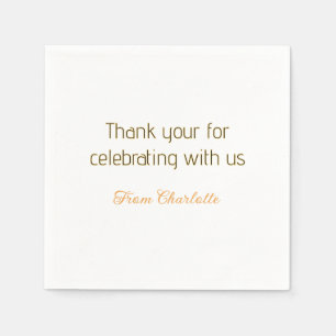 thanks for celebrating with us yellow black simple napkin