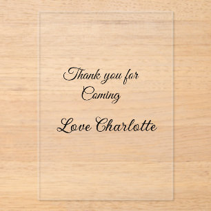 thanks for coming add name text message  acrylic invitations