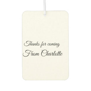thanks for coming add name text message air freshener
