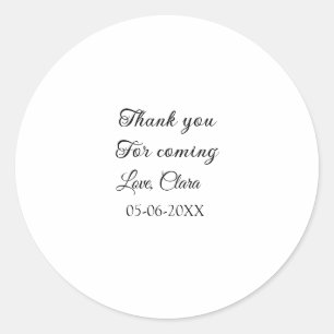 thanks for coming add name text message classic round sticker
