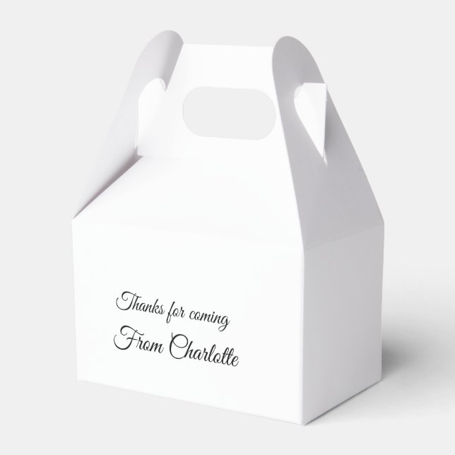 thanks for coming add name text message  favor box (Front Side)
