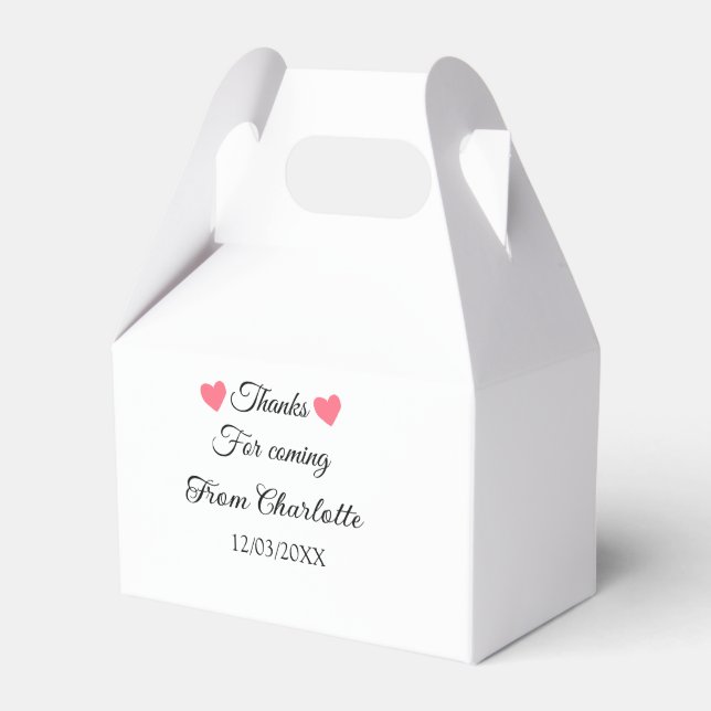 thanks for coming add name text message  favor box (Front Side)