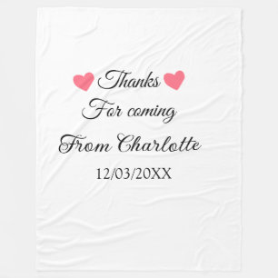 thanks for coming add name text message  fleece blanket