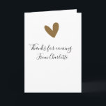 thanks for coming add name text message gold heart card<br><div class="desc">Design</div>