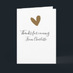 thanks for coming add name text message gold heart card<br><div class="desc">Design</div>