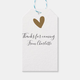 thanks for coming add name text message gold heart gift tags