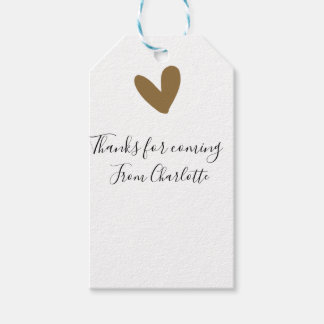 thanks for coming add name text message gold heart gift tags