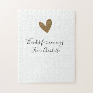 thanks for coming add name text message gold heart jigsaw puzzle