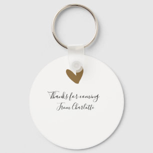 thanks for coming add name text message gold heart keychain