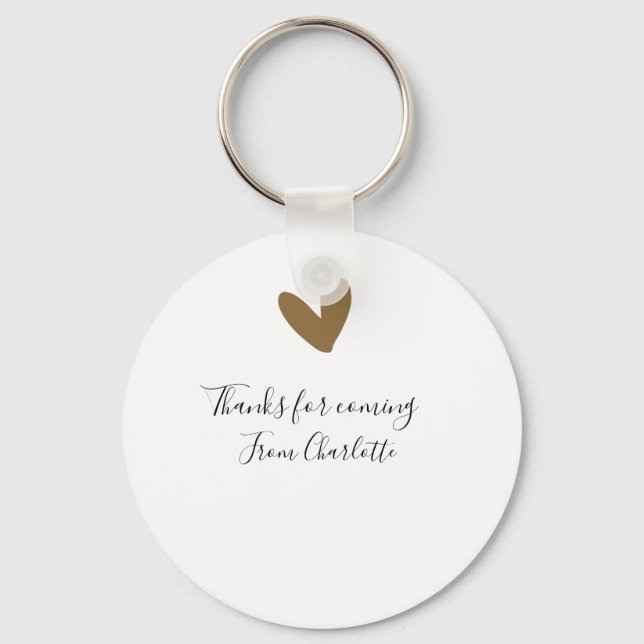 thanks for coming add name text message gold heart keychain (Front)