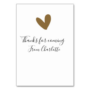 thanks for coming add name text message gold heart table number