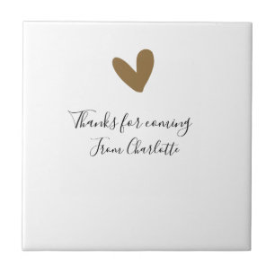 thanks for coming add name text message gold heart tile